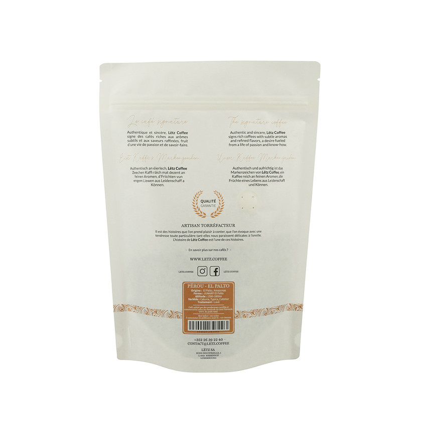 Embalaje de alimentos biodegradables de alta calidad Reciclaje Biodegradable Bolsas Zipllock Bolsas de café Negocio