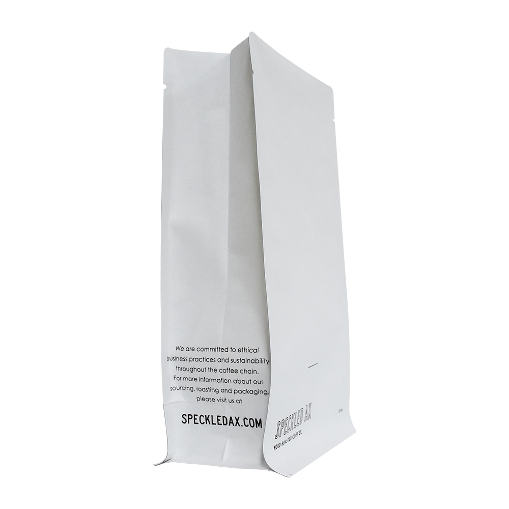 Logotipo personalizado Caja de aluminio laminado Bolsa de papel blanco inferior sin cremallera