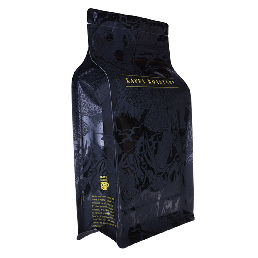 Bolsa de café de fondo plano de producción personalizada de excelente calidad certificada con cremallera
