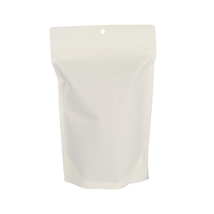 Bolsas de embalaje de Kraft blanco resellable de 8 onzas Stand Up Pouch