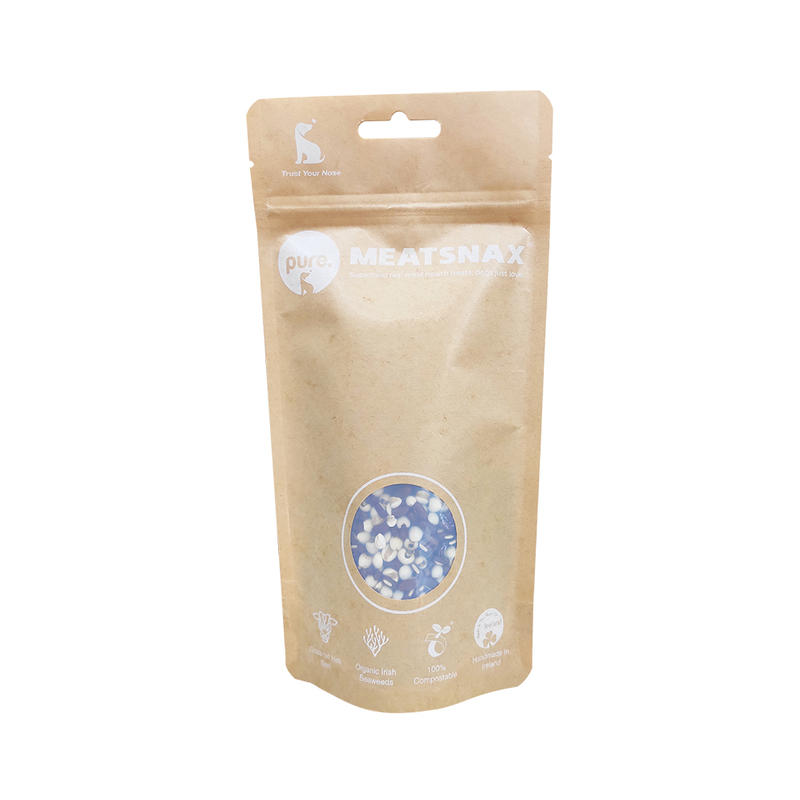 Impresión personalizada para alimentos para mascotas Home Compostable Packaging Stand Up Kraft Paper Bags con ventana
