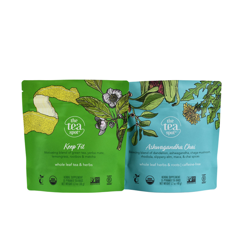 Materiales reciclables de grado alimenticio bolsas reciclables biodegradables stand up bolsas de café cubiertas