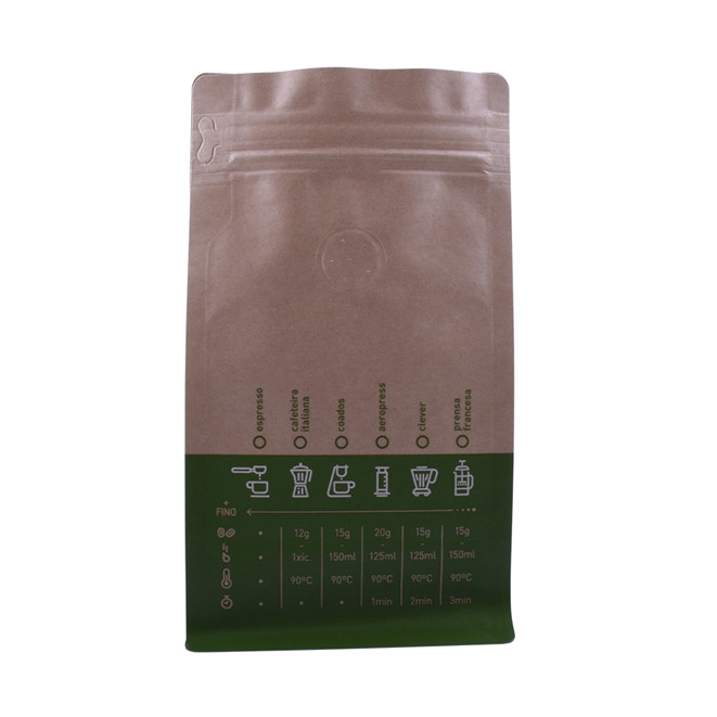 Bolsas de café de papel kraft orgánicos con logotipo de estampado caliente con cremallera delantera