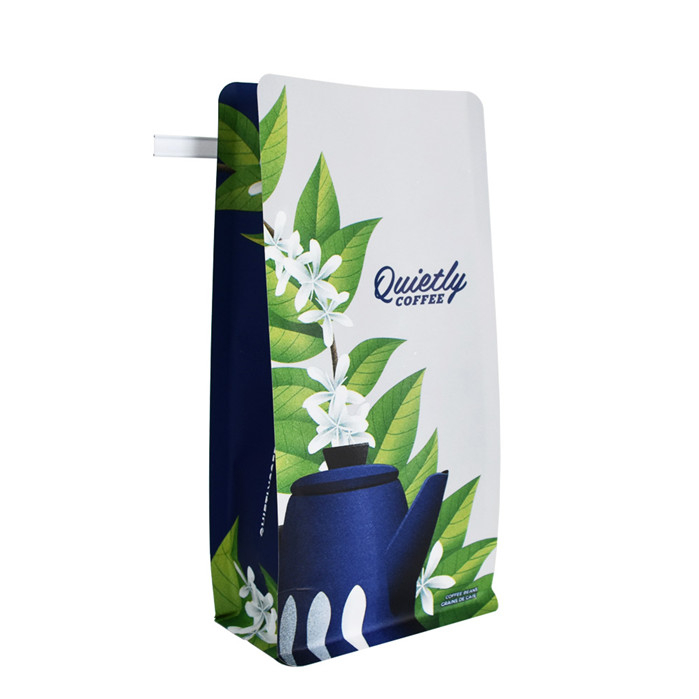 Embalaje compostable hecho de plantas para embalaje de café imprimió su propio logotipo con corbata de hojalata 