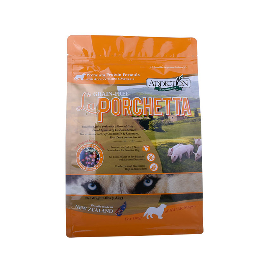 Bolsa de envasado de comida para perros con bolsa de refuerzo lateral