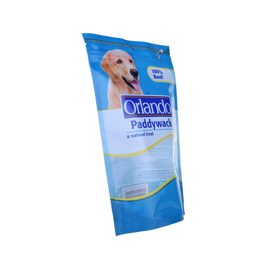 Bolsa de pie recycable de PE para paquete de comida para perros para mascotas con impresión