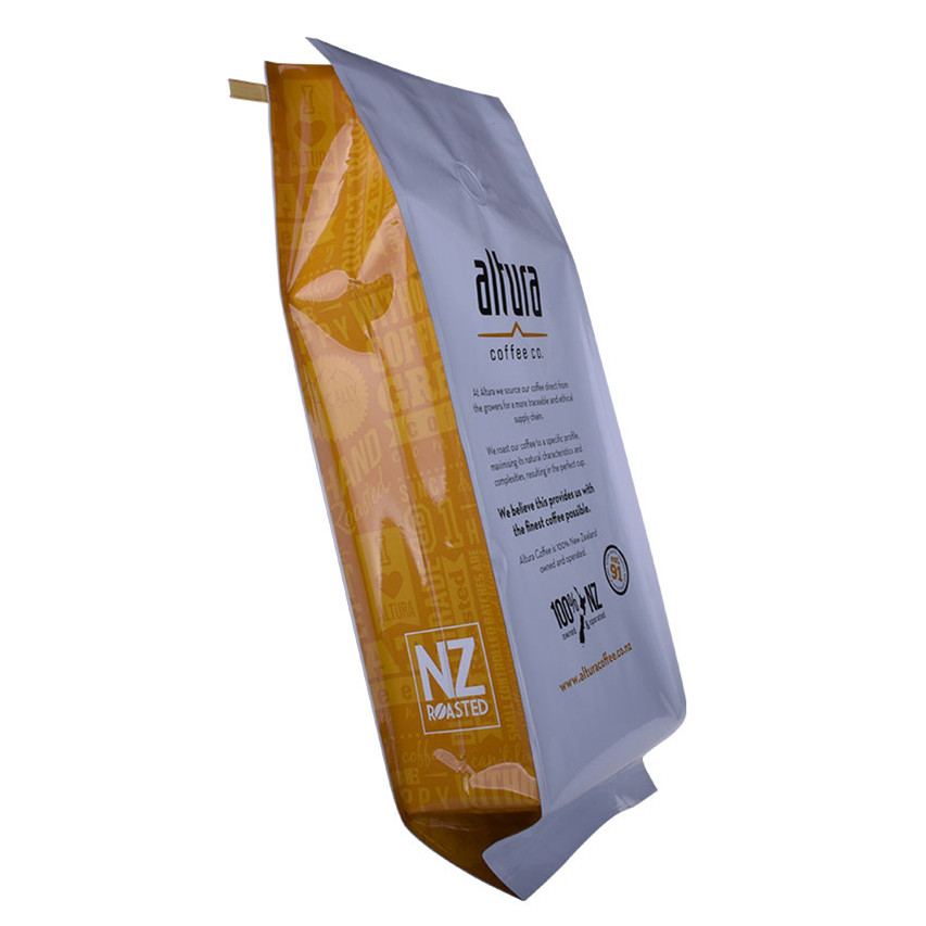 Material laminado de venta caliente Bolsa de plástico con Gusset que se negocian públicamente compañías de plástico biodegradables Bolsa de café blanco