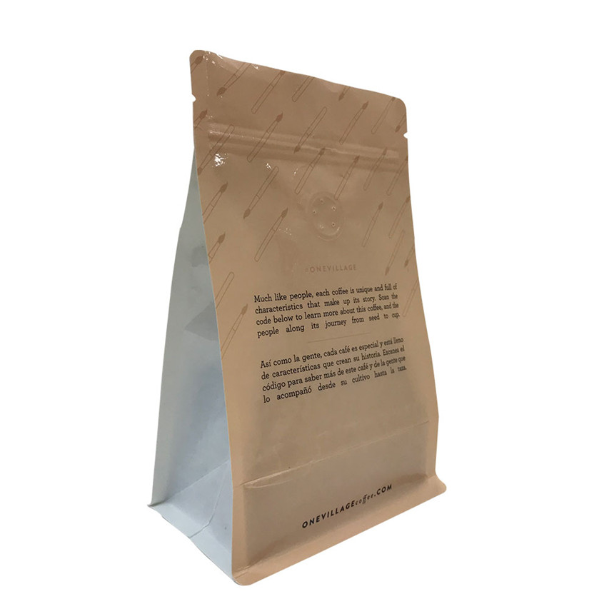 Bolsa de fondo plano de envasado compostable de WaitRose de alta calidad con cremallera Malasia de 12 oz de café