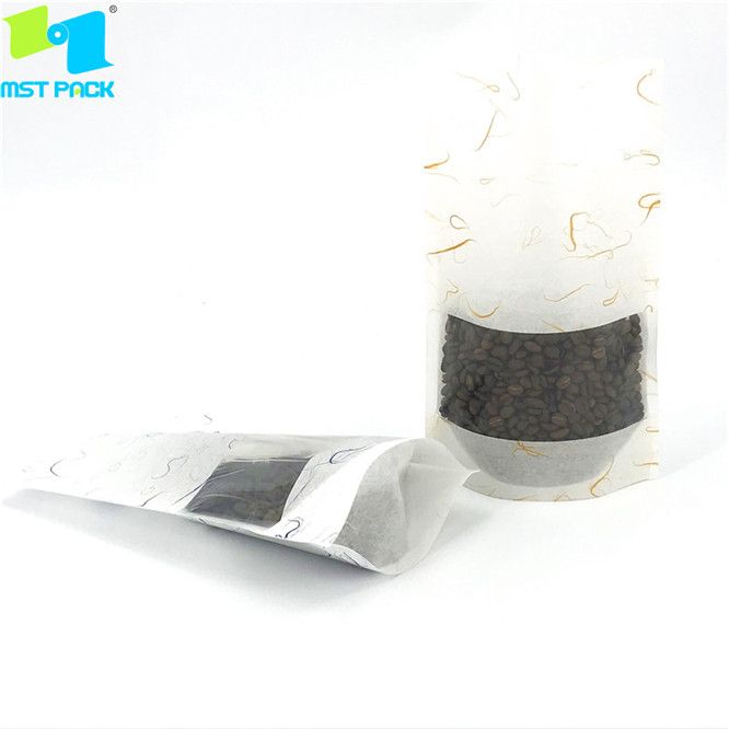 Papel de arroz Laminatd bolsas de sello de plástico biodegradables con ventana transparente para embalaje de alimentos