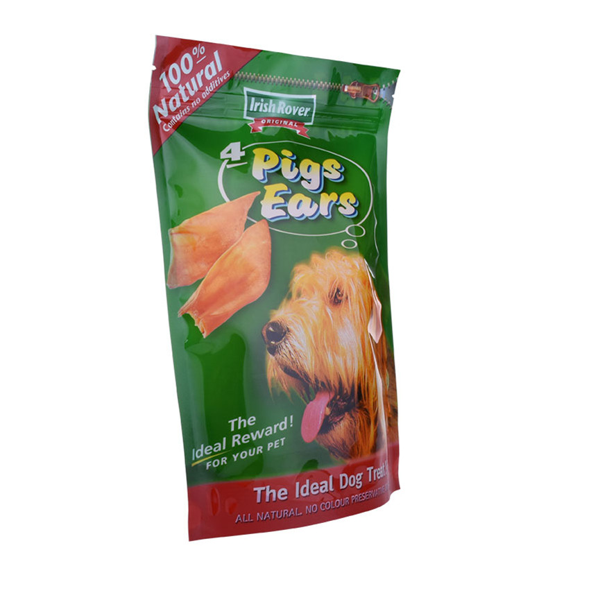 Producción personalizada Eco Zipper Plastic Stand Up Bolsas de alimentos para mascotas Proveedor de porcelana