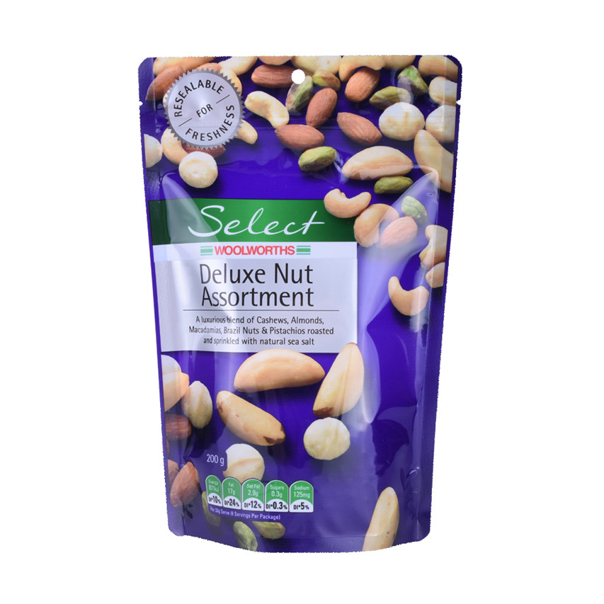 Venta en caliente Bag de pie reclazable Packaging biodegradable Stocks Cashnew Nuts Bags