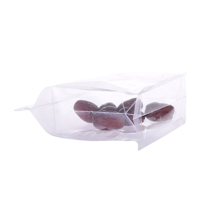 Bolsa de plástico transparente completa biodegradable de fondo cuadrado para empacar bocadillos