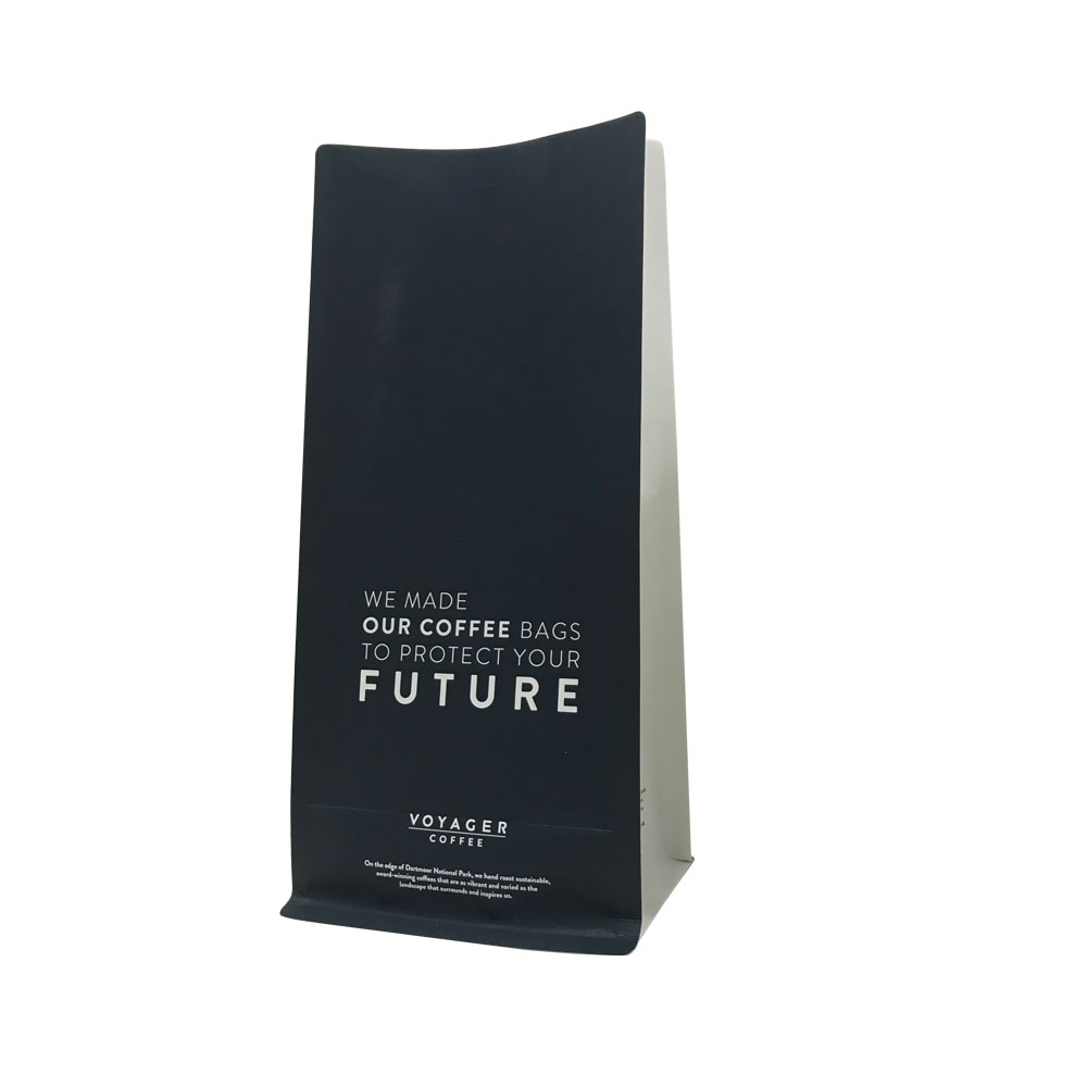 Bolsa de caf&eacute; plana compostable.