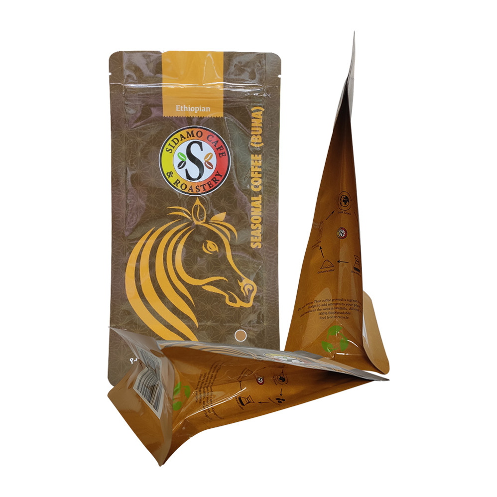 Bolsa de café ecológica con cremallera superior estándar de buena calidad