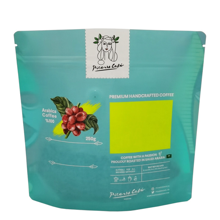 Impresión mate resellable zoplock natural blanco kraft papel buque de café empaquetado