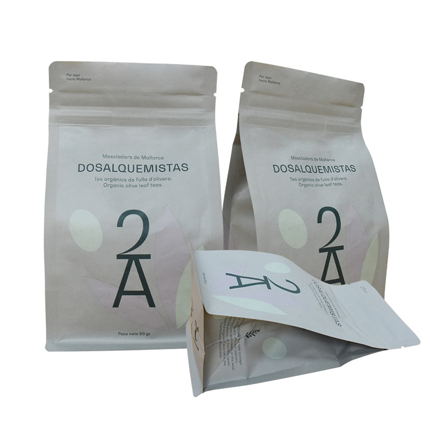 Bolsas de envasado de té biodegradables de fondo plano personalizado ecológico