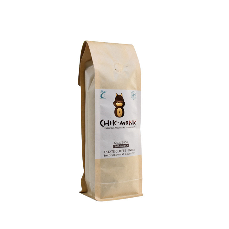 Logotipo de sello caliente de alta calidad Biodegradable Kraft Paper Box Bottom Coffee Bag al por mayor