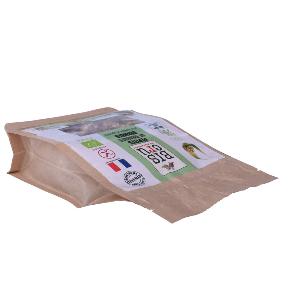 Bolsas de comida de fondo plano de papel kraft personalizado
