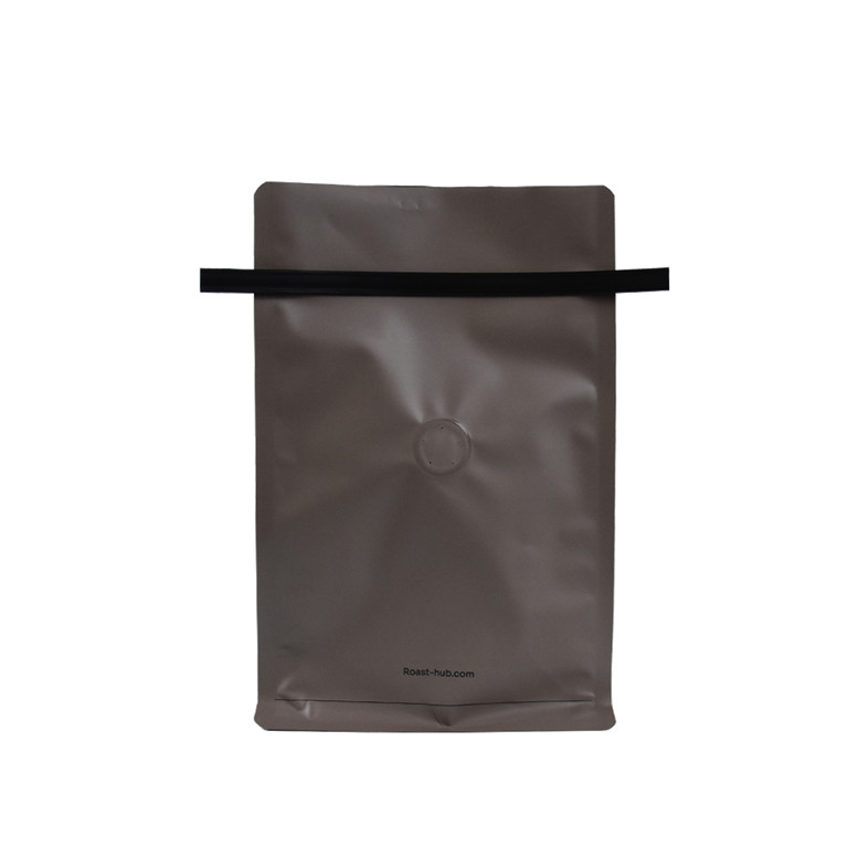 Certificado Zipper Top Matt Acabado Matte Flat Bottom Botlock Material de plástico Bag Coffee