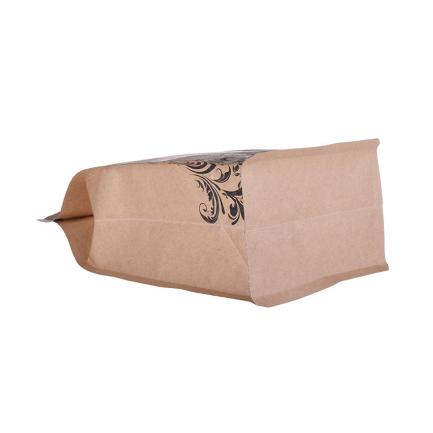 Logotipo personalizado Ziplock Flat Bottom Kraft Paper Bag Bag al por mayor