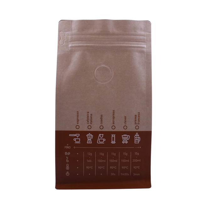 Bolsa de café LOGO LOGO Kraft de alta calidad Laminado LOGO con válvula en bolsas de fondo cuadrados