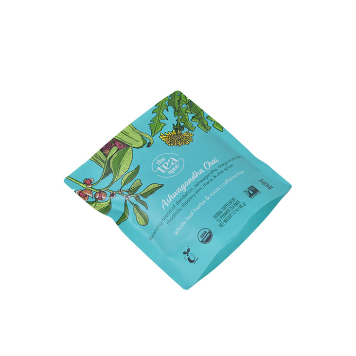 Embalaje de la cremallera de té de papel blanca ecológica biodegradable con impresión con impresión