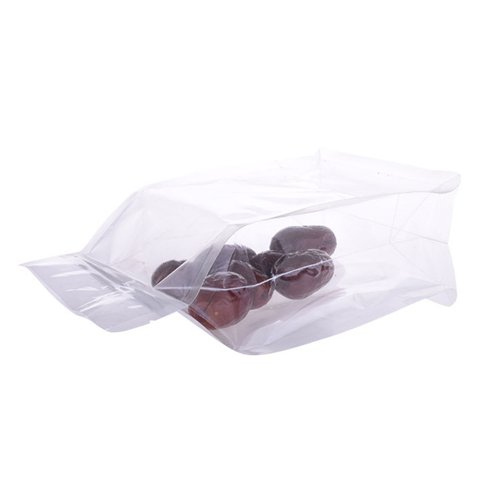 Bolsa de plástico transparente completa biodegradable de fondo cuadrado para empacar bocadillos