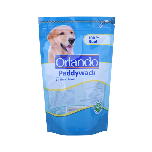 Embalaje de alimentos para mascotas de tamaño estándar Custom para bolsas de pie