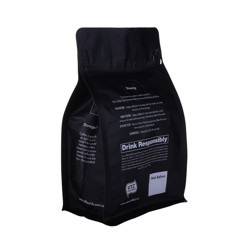 Bolsa de café orgánica reciclable de 12 oz, bolsa de café con fondo cuadrado
